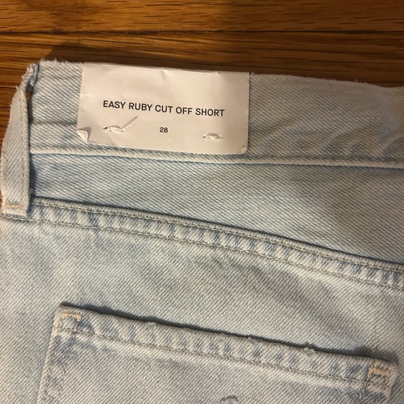 7 For All Mankind Blue Distressed Jean Shorts - Picture 6 of 10